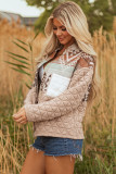 Light French Beige Aztec Quilted Patchwork Western Fashion Jacket