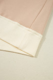 Light French Beige Color Block Textured Patchwork Pullover Sweatshirt