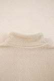 Parchment Fleece Colorblock Patchwork Zipped Neck Pullover Sweatshirt