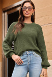 Vineyard Green Chunky Knit Raglan Sleeve Pullover Sweater