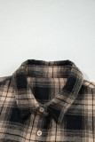 Multicolour Retro Plaid Double Flap Pocket Brushed Shacket