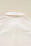 Beige Pineapple Textured Half Button Collared Sweatshirt