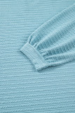 Light Blue Textured Drop Shoulder Plus Size Knit Top