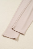Jet Stream Solid Color Oversize Slit Sweatshirt Ribbed Leggings 2pcs Set