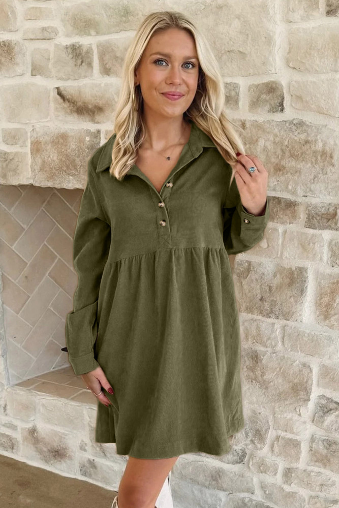 green corduroy mini dress US$ 22.38 - Vineyard Half Button Collared Long Sleeve size:XSmall