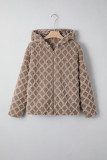 Chestnut Sherpa Rhombus Zip Up Side Pocket Hooded Jacket