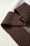 Dark Brown Checkered Bishop Sleeve Sweater