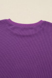 Orchid Mist Solid Color Raw Seam Patchwork Ribbed Drop Shoulder Sweatshirt
