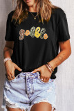 Black gobble Sequin Letter Graphic Thanksgiving T Shirt