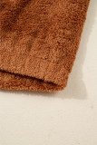 Chestnut Color Block Plush Patchwork Zipper Stand Neck Vest
