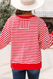 Red Stripe Holly Jolly Sequin Graphic Drop Shoulder Long Sleeve Top