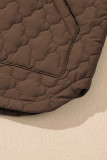 Dark Brown Flower Shape Quilted Snap Button Zip Up Winter Vest
