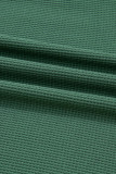 Evergreen Solid Color Raw Seam Patchwork Ribbed Drop Shoulder Sweatshirt
