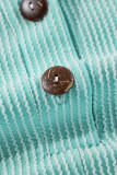 Light Blue Oversized Twist Ribbed Collared Henley Top with Roll up Sleeve
