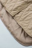 Khaki Quilted Snap Button Hooded Puffer Coat