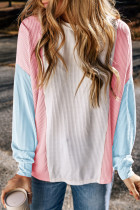 Beau Blue Color Block Corded Long Sleeve Top