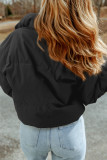 Black Zip Up Pocketed Puffer Jacket