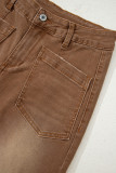 Brown Mimimalist Patch Pocket Womens Shift Jeans