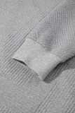 Medium Grey Trendy Textured Half Zip Loose Sweatshirt
