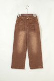 Brown Mimimalist Patch Pocket Womens Shift Jeans
