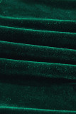 Evergreen Sequin Puff Sleeve High Waist Tiered Velvet Mini Dress
