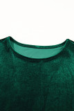 Evergreen Sequin Puff Sleeve High Waist Tiered Velvet Mini Dress