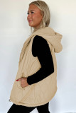 Pale Khaki Quilted Padded Casual Winter Jacket Vest w ith Fleece Lining