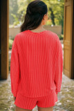 Gold Flame Leopard Patched Christmas Tree Long Sleeve Pullover Ribbed 2pcs Short Set