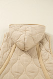 Pale Khaki Quilted Padded Casual Winter Jacket Vest w ith Fleece Lining
