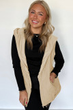 Pale Khaki Quilted Padded Casual Winter Jacket Vest w ith Fleece Lining