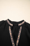 Black Contrast Trim V Neck Bracelet Sleeve Shift Mini Dress
