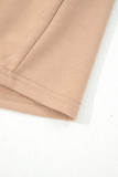 Light French Beige Braided Trim Puff Sleeve Dress