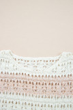 Pink Hollow-out Colorblock Drop Shoulder Casual Sweater