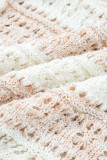 Pink Hollow-out Colorblock Drop Shoulder Casual Sweater