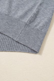 Gray Contrast Striped Trim V Neck Varsity Sweater