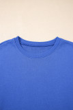 Sky Blue Varsity Contrast Banded Sleeve Shift Sweatshirt Dress