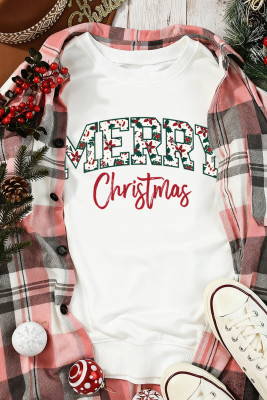 White Merry Christmas Cotton Blend Custom Graphic Sweatshirt