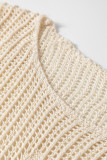 Parchment Hollow Out Knit Star Pattern Accent Plus Size Jumper