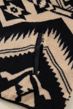 Black Plus Size Western Aztec Pattern Half Button Collared Plush Sweatshirt