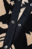 Black Plus Size Western Aztec Pattern Half Button Collared Plush Sweatshirt