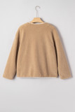 Casual Leopard Print Accent Plush Jacket with Pockets