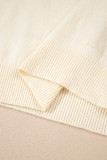 White Buttoned Bishop Sleeve Crew Neck Sweater