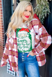 Rose Christmas Plaid Casual Flannel Shacket