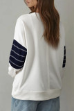 White Exposed Seam Detail Color Block Patch Pocket Drop Shoulder Sweatshirt