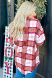 Rose Christmas Plaid Casual Flannel Shacket