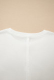 White Exposed Seam Detail Color Block Patch Pocket Drop Shoulder Sweatshirt