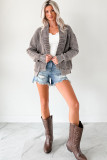 Dark Brown Mineral Wash Exposed Seam Patchwork Knit Open Sweater Cardigan
