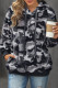 Gray Camo Print Warm Furry Pullover Hoodie