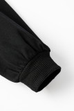 Black Waffle Knit Patchwork Exposed Seam Loose Shacket
