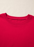 Fiery Red Striped Patchwork Sleeve Colorblock Sweatshirt